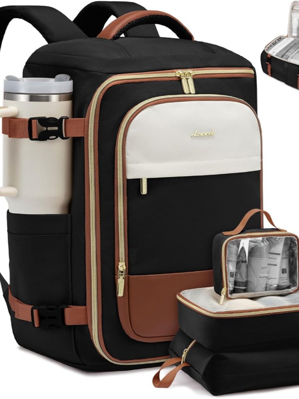 40L Travel Backpack Carry on Flight Approved,Personal Item Bag with 3 Packing Cu